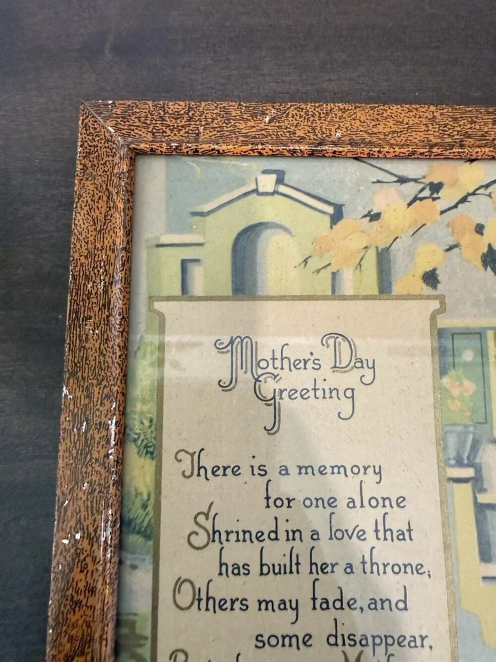 Vintage Mothers Day Greetings Metal Framed Collectable Print 7x9 Inches Set of 2